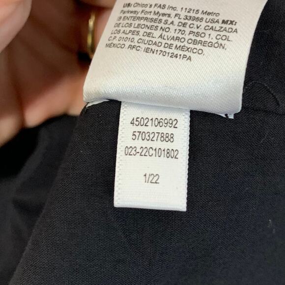 Chico's Novelty 3/4 Sleeve Floral Linen Topper Jacket NWT Women's Sz 0 (S) Black - Picture 7 of 7